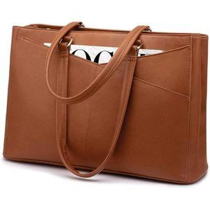 Laptop Tote Bag for Women 15.6Inch Waterproof Leather ComputerBag Women Business